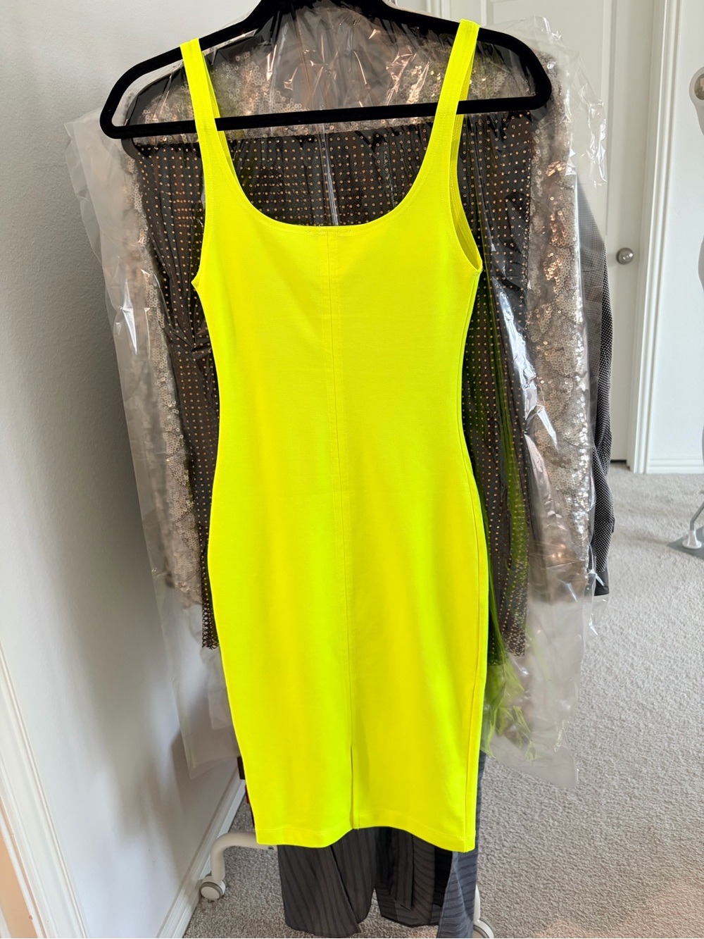 NWOT Zara Bodycon Tank Dress Vibrant Green Size Small - Picture 3 of 5